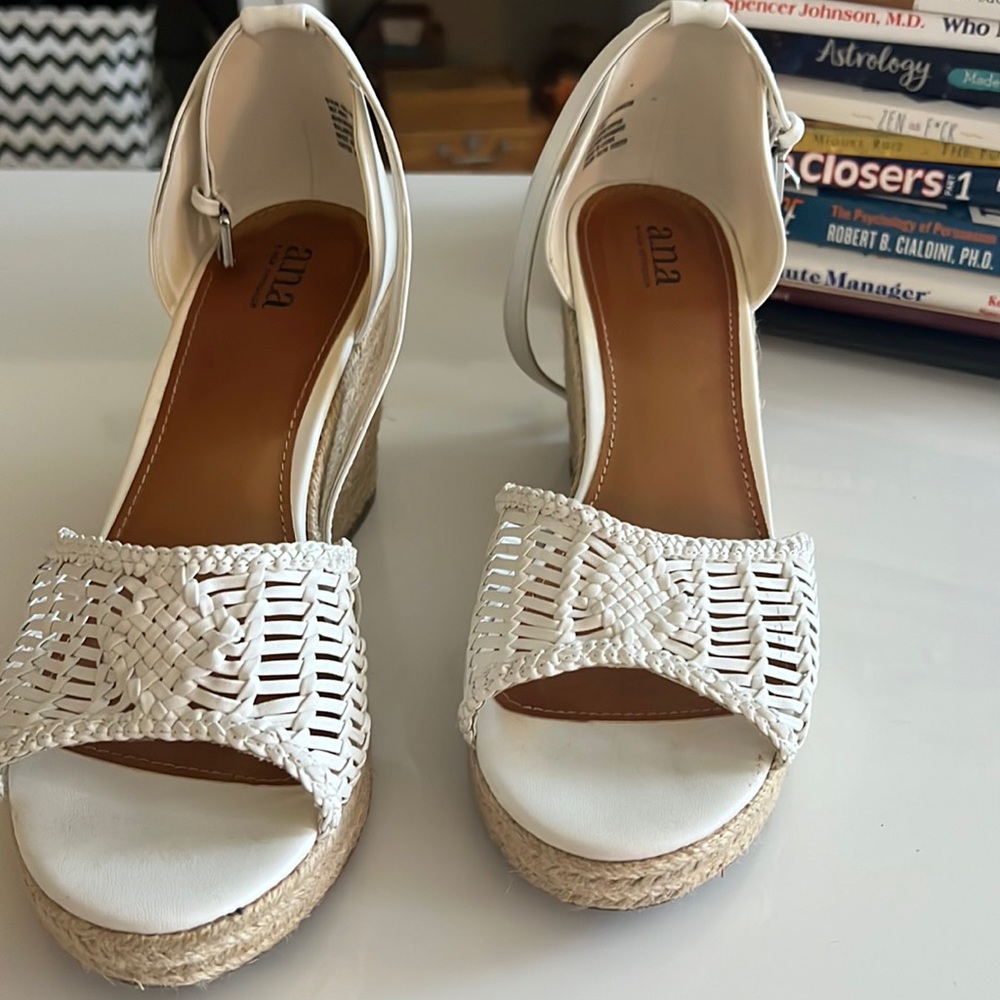 White Wedge Sandals made by A.N.A